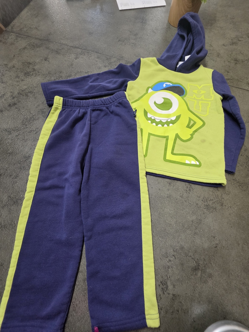 Disney Monsters University Hooded Pajama Set - Neon Green & Navy